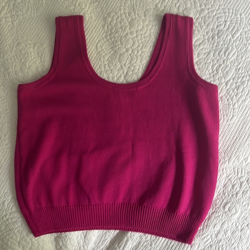 St John knit raspberry pink tank size M - Picture 4 of 6